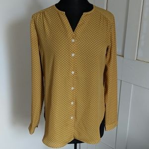 Van Heusen Small Mustard Yellow Polka Dot Blouse